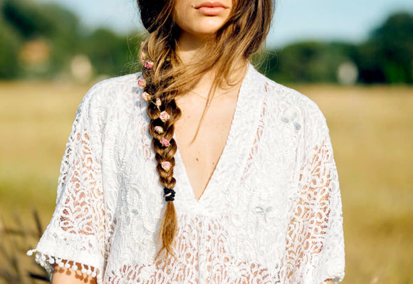 Low side-braid hair style